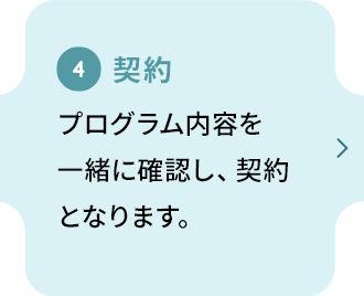 【契約】プログラム内容を一緒に確認し、契約となります。